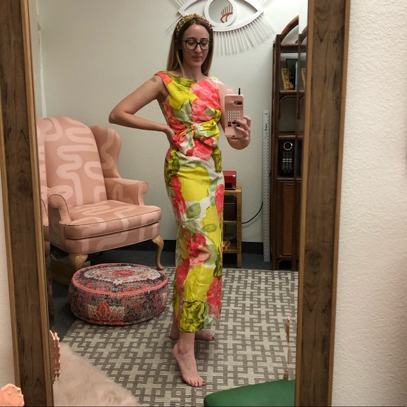Vintage floral semi formal maxi dress - Picture 10 of 10